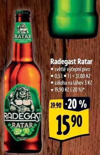Albert Radegast ratar světlé výčepní pivo 0,5 l nabídka