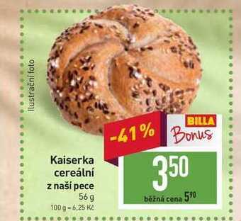 Billa Kaiserka cereální z naší pece 56 g nabídka