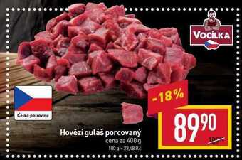 Billa Hovězí guláš porcovaný cena za 400 g nabídka