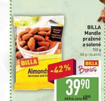 Billa Billa mandle pražené a solené 150 g nabídka