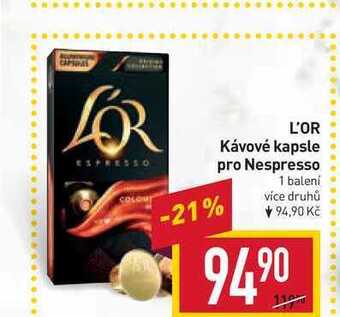 Billa L'or kávové kapsle pro nespresso 1 balení nabídka