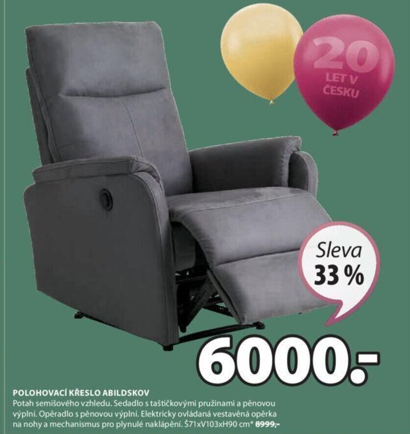 JYSK POLOHOVACÍ KŘESLO ABILDSKOV nabídka