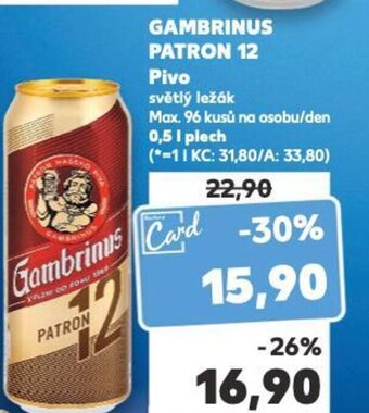 Kaufland GAMBRINUS PATRON 12 Pivo nabídka