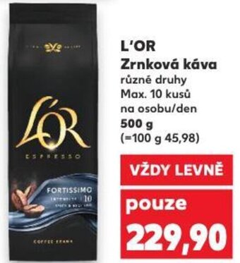 Kaufland L'OR Zrnková káva nabídka