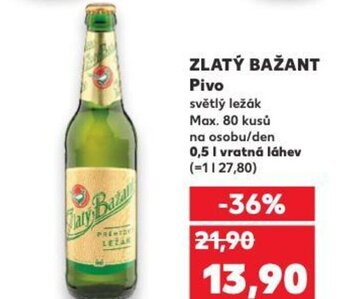 Kaufland ZLATÝ BAŽANT Pivo nabídka