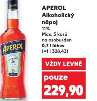 Kaufland APEROL Alkoholický nápoj nabídka