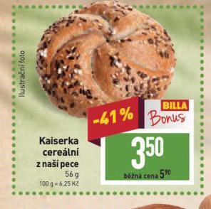 Billa Kaiserka cereální nabídka
