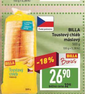 Billa Toustový chléb nabídka