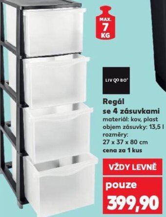Kaufland Regál se 4 zásuvkami nabídka