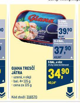 Makro Giana tresčí játra nabídka