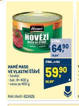 Makro Hamé maso ve vlastní šťávě nabídka