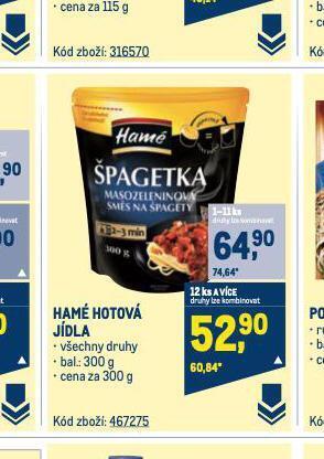 Makro Hamé hotová jídla nabídka