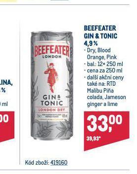 Makro Beefeater gin & tonic nabídka