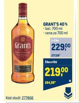 Makro Grant's triple wood whisky nabídka