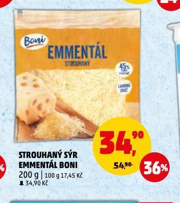 Penny Market Strouhaný sýr emmentál nabídka
