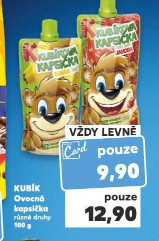 Kaufland Kubík ovocná kapsička nabídka