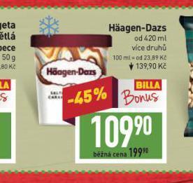 Billa Haagen-dazs zmrzlina nabídka