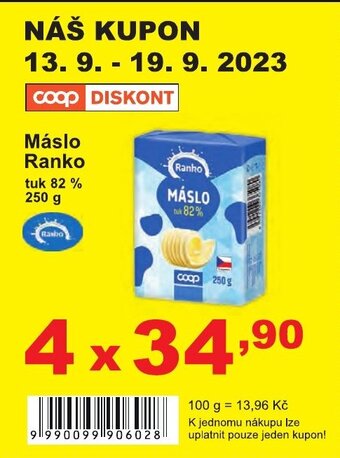 COOP DISKONT Máslo Ranko nabídka