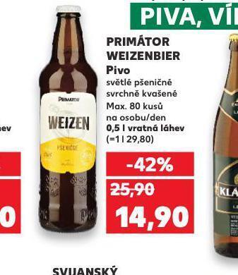 Kaufland Pivo primátor weizenbier nabídka