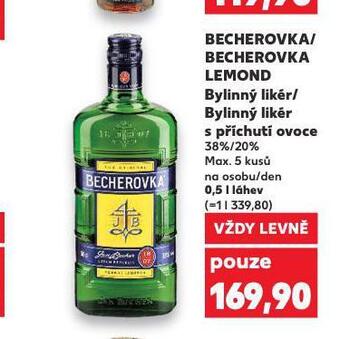 Kaufland Becherovka, becherovka lemond nabídka
