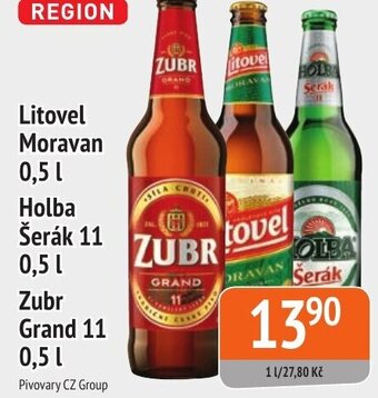 Coop hb Litovel Moravan 0.5 L Holba Šerák 11 0.5 L Zubr Grand 11 0,5 l nabídka