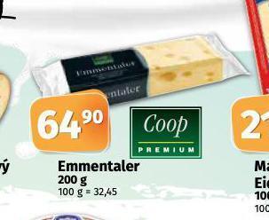 Coop Emmentaler sýr nabídka