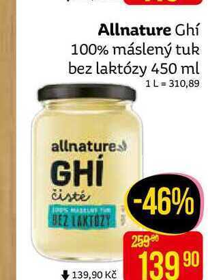 Teta Allnature ghí 100% máslený tuk bez laktózy 450 ml nabídka