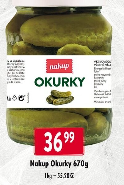 Qanto Nakup Okurky 670g nabídka
