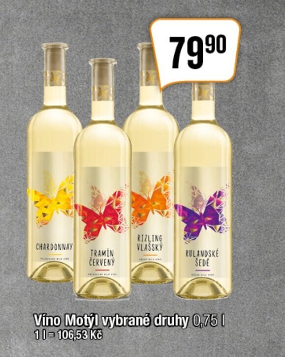 TEMPO Víno Motyl vybrané druhy 0,75 l. nabídka