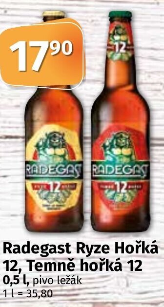 COOP TIP Radegast Ryze Hořká 12, Temně hořká 12 0,5 l. nabídka