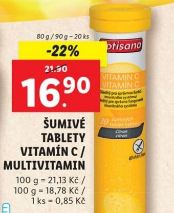 Lidl ŠUMIVÉ TABLETY VITAMÍN C / MULTIVITAMIN nabídka