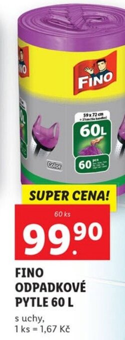 Lidl FINO ODPADKOVÉ PYTLE 60 L nabídka