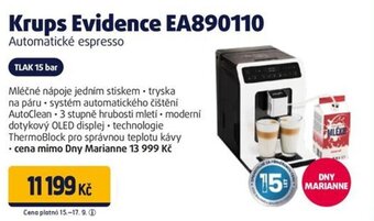 Datart Krups Evidence EA890110 Automatické espresso nabídka
