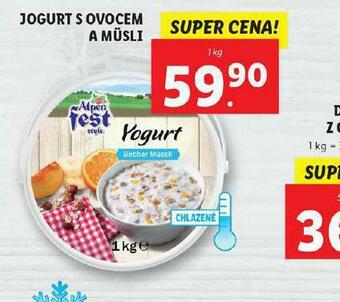 Lidl Jogurt s ovocem a müsli nabídka