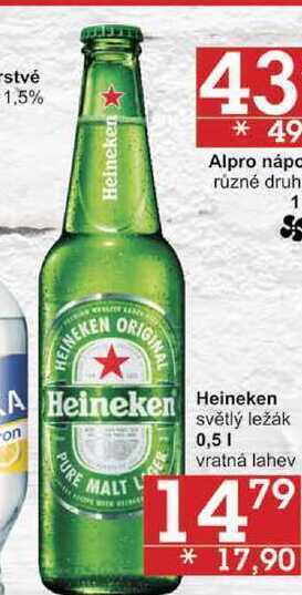 Jip Heineken světlý ležák, 0,5l nabídka