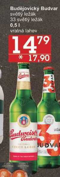Jip Budějovický budvar světlý ležák 0,5 l nabídka