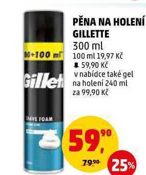 Penny Market Gillette pěna na holení 300ml, vybrané druhy nabídka