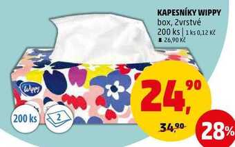 Penny Market Kapesníky wippy box, 2vrstvé 200 ks nabídka