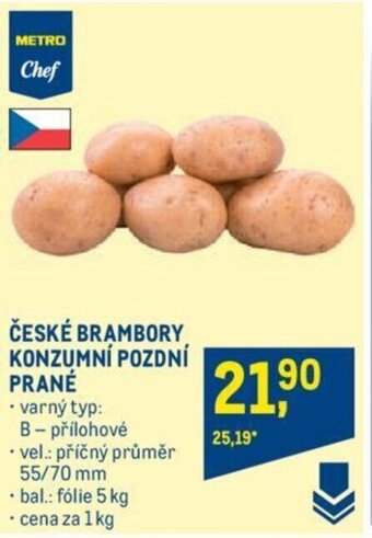 Makro ČESKÉ BRAMBORY KONZUMNÍ POZDNÍ PRANÉ nabídka