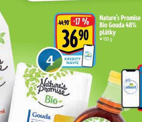 Albert Nature's promise bio gouda 48% plátky •100 g nabídka