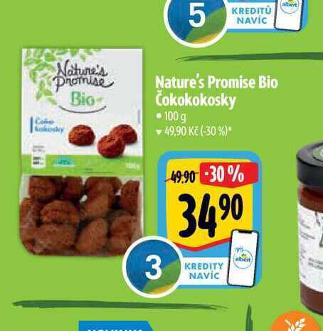Albert Nature's promise bio čokokokosky •100 g nabídka