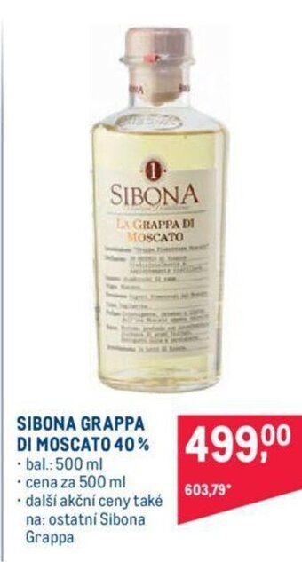 Makro SIBONA GRAPPA DI MOSCATO 40% nabídka