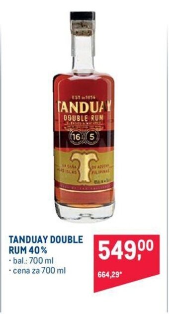Makro TANDUAY DOUBLE RUM 40% nabídka
