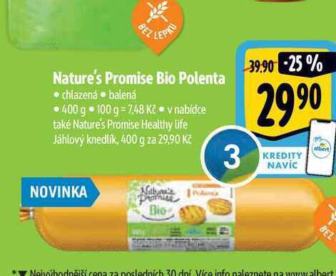 Albert Nature's promise bio polenta 400 g nabídka