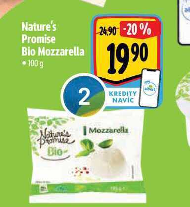 Albert Nature's promise bio mozzarella • 100 g nabídka
