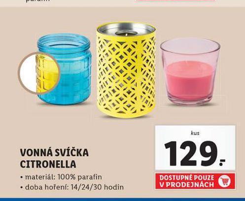 Lidl Vonná svíčka citronella nabídka