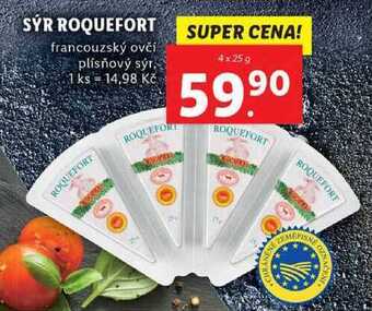 Lidl Sýr roquefort, 4x 25 g nabídka