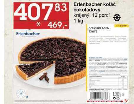 Jip Erlenbacher koláč čokoládový krájený, 12 porcí, 1 kg nabídka