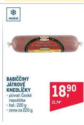 Makro Vodňanské kuře babiččiny játrové knedlíčky mražené 220g nabídka