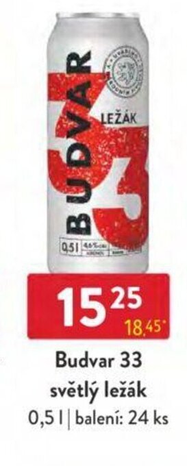 Qanto Budvar 33 světlý ležák 0.5 L nabídka